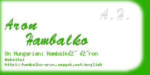 aron hambalko business card